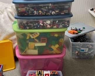 Boxes and Storage Bins of Legos & Duplo Lego Building Blocks, 