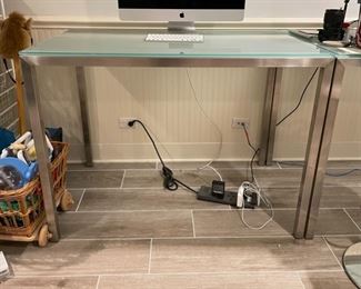 Room & Board Parsons Desk with Satin Etched Glass Top and Stainless Frame - 2 Available. Photo 1 of 2. 