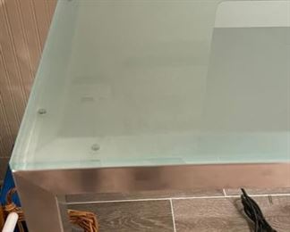 Room & Board Parsons Desk with Satin Etched Glass Top and Stainless Frame - 2 Available. Photo 2 of 2. 