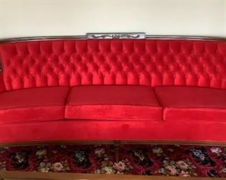 Antique Red Velvet Couch