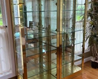 A Pair of Modern style brass Display Cabinets