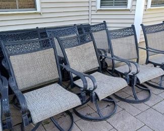 Patio swivel chairs and table