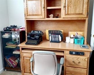 Oak computer desk with storage