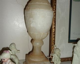 Pair of these Vintage Shaped Urn Alabaster (used to be lamps)