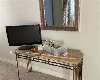 Couch table, mirror and monitor 