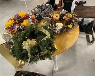 Wreaths and table 