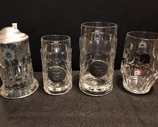 Vintage German Glass Beer Steins