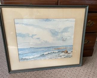 M.E.GRINNELL POST original watercolor signed & dated