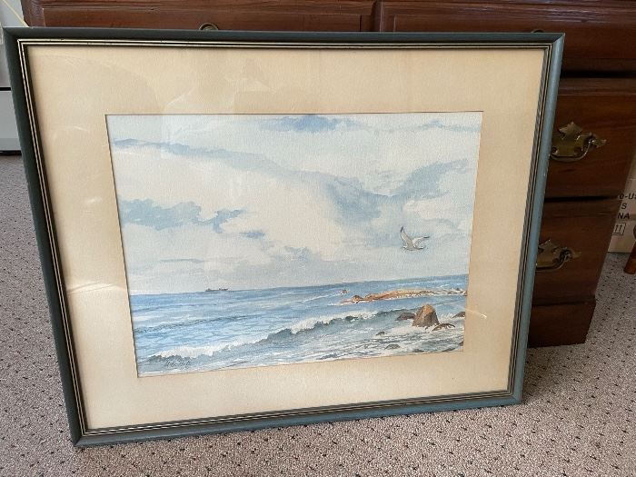 M.E.GRINNELL POST original watercolor signed & dated