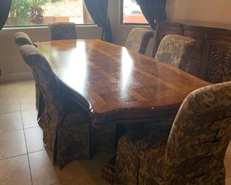 9 foot dining table 6 chairs two leaves