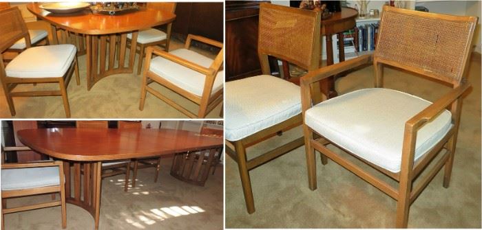 Mid-century dining table in near perfect condition.  2 leaves and 6 chairs