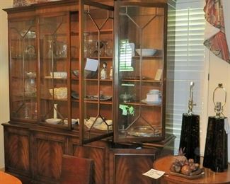 Over-sized mahogany china cabinet