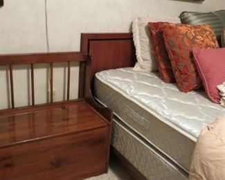 Mid-century headboard (no mattress). Storage Bench