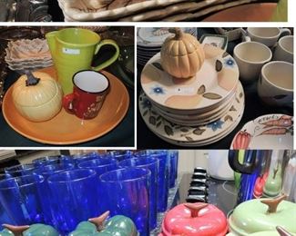 Veggie ramekins, Cobalt tumblers, serving items 