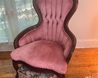 Pair of Victorian wingback armchairs 