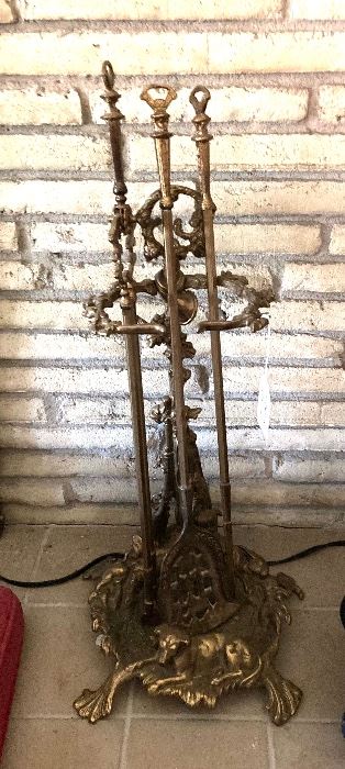 FRENCH STYLE BRASS ANDIRONS
