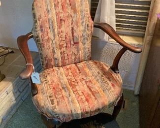 ARM CHAIR AND NEEDLEPOINT STOOL