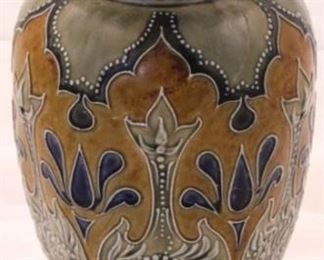 3 - Antique Royal Doulton Lambeth pottery vase - AS IS Cracked 14" tall x 7"