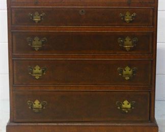 9x - 4-Drawer Burled Walnut Bachelor's Chest Banded Inlay Drawers 30 x 29 x 16