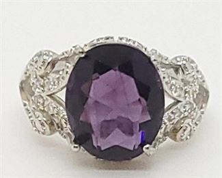 10w - Sterling Silver Amethyst Ring size 7