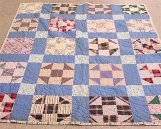 11 - Vintage hand stitched quilt 78 x 61