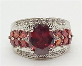 11w - Sterling Silver Ruby Ring size 7