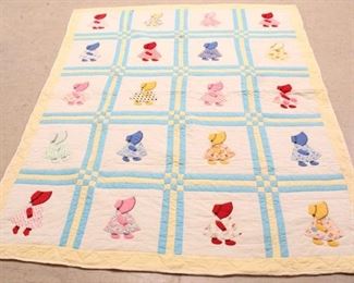 12 - Vintage hand stitched quilt - Dutch girl 92 x 76