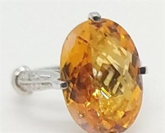 14w - 11ct Aziotic Topaz 18k over sterling Plated Ring, size 6