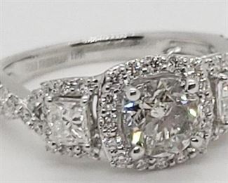 19z - 18kt White Gold Diamond Ring Size 6.5 Center Diamond 1.00ct Total Diamond weight 2.01 cts Total Weight 4.0 grams