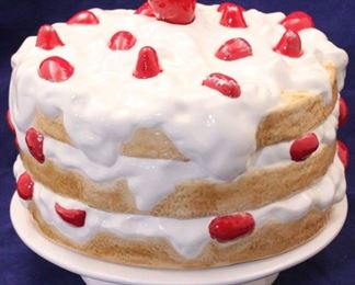 30 - Ceramic strawberry torte cake stand 11 x 10