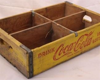 37 - Coca-Cola yellow 4 part divided crate 5 x 18 1/2 x 12