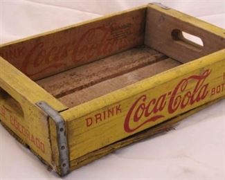 36 - Coca-Cola yellow crate 5 x 18 1/2 x 12