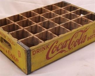 38 - Coca-Cola yellow crate - divided for 24 bottles 5 x 18 1/2 x 12