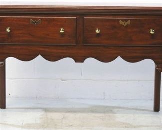 61x - Henkel Harris Mahogany Hunt Board w/Queen Anne leg Wild Black Cherry - Polished Brass Hardware Lined Silverware Tray in one drawer 34 x 52 x 21