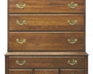 67x - Solid Cherry Highboy by Kling broken arch pediment top 78 x 34 x 21