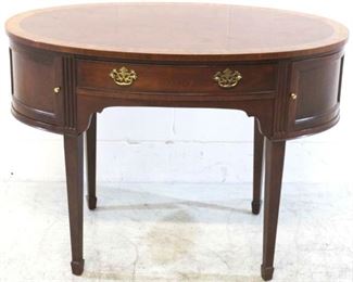 99x - Baker banded inlay oval writing desk 30 x 42 x 25