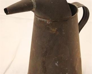 172 - Primitive metal spout pitcher 12"