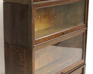 201x - Original finish oak 3 stack barrister bookcase 47 x 34 x 11