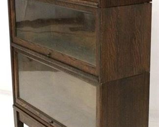 202x - Original finish oak 3 stack barrister bookcase 47 x 34 x 11