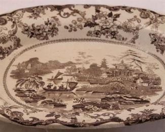 204 - Oval transferware platter 11 1/2 x 9