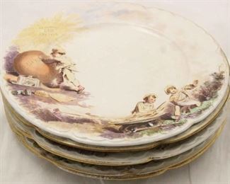 208 - 6 - H B Choisy 9 1/2" hand painted plates