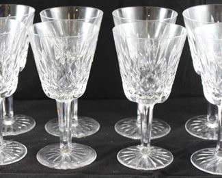 277 - 8 Signed Waterford crystal wine stems - signed 6"