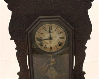 287 - Sessions clock w/ key & pendulum 23" x 14 x 4
