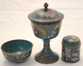 288x - 3pc Brass Cloisonne Items