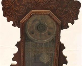 289 - Clock with key & pendulum 23 x 15 x 4 1/2