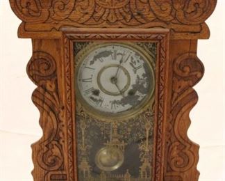 290 - Clock with key & pendulum 23 x 15 x 4 1/2
