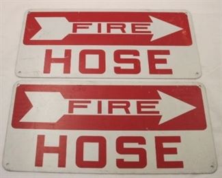 292x - Pair of Metal Fire Hose Signs - 14 x 6.5