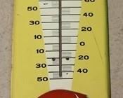 309x - Vintage Pepsi Metal Thermometer w/ raised button 27" x 8.5"