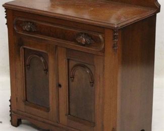 319 - Vintage Victorian washstand w/ backsplash 34 x 31 x 17 Carved pulls