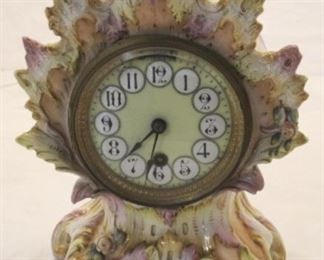 330x - Antique French Porcelain Mantle Clock 12 x 6 x 8